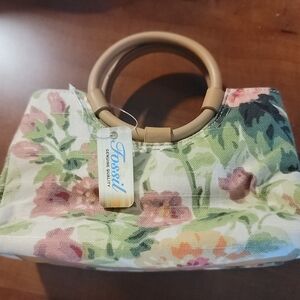 Fossil Floral Women's Bag with Tan Handles